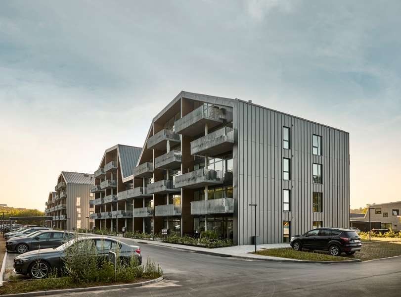 Spændende tagkonstruktion beklædt med DS Nordic Klikfals, Udsigten - Vester Ringvej 45, 8600 Silkeborg